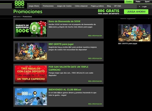 888 casino promociones